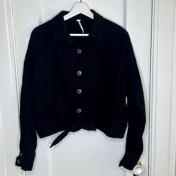 Free People Sun Streaks Tie-Front Button Up Gauze Shirt 100% cotton - M - Picture 2 of 8